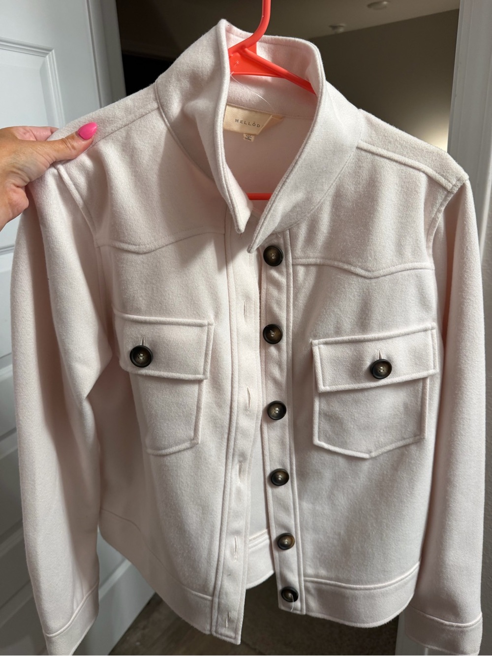 Blush Pink Button-Front Jacket